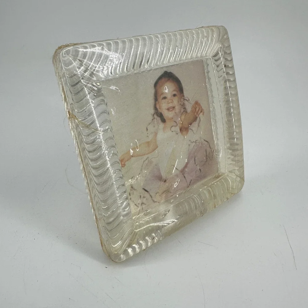 Ahbra Cale Collection A Deborah Frame Clear Ribbed Glass 3x3 Square Photo Frame